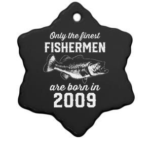 14 Year Old Fisherman Fishing 2009 14th Birthday Gift Ceramic Star Ornament