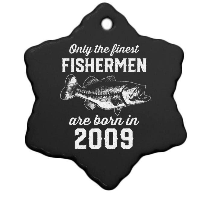 14 Year Old Fisherman Fishing 2009 14th Birthday Gift Ceramic Star Ornament