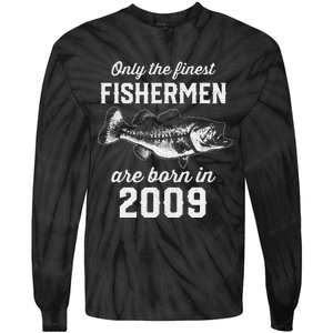 14 Year Old Fisherman Fishing 2009 14th Birthday Gift Tie-Dye Long Sleeve Shirt