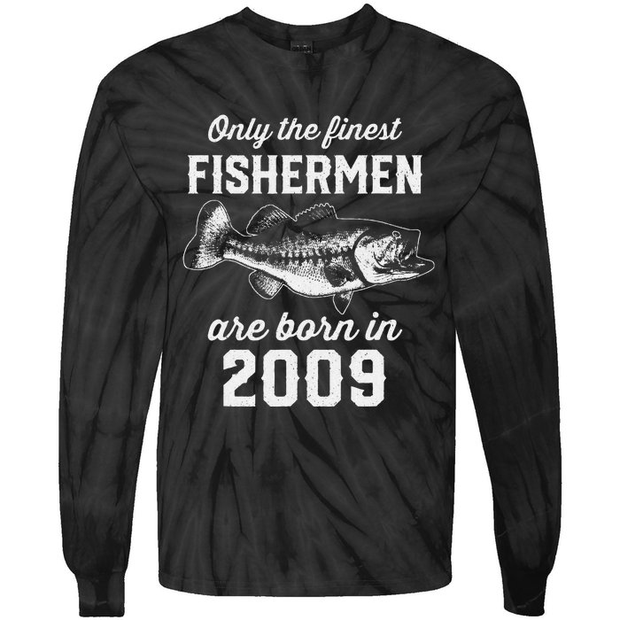 14 Year Old Fisherman Fishing 2009 14th Birthday Gift Tie-Dye Long Sleeve Shirt