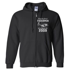 14 Year Old Fisherman Fishing 2009 14th Birthday Gift Full Zip Hoodie