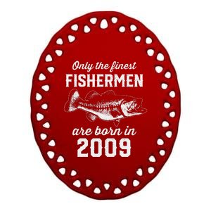 14 Year Old Fisherman Fishing 2009 14th Birthday Gift Ceramic Oval Ornament