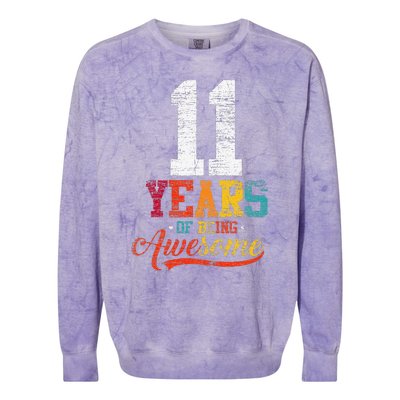 11 Years Of Being Awesome Gifts 11 Years Old 11th Birthday Colorblast Crewneck Sweatshirt