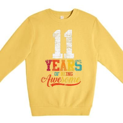 11 Years Of Being Awesome Gifts 11 Years Old 11th Birthday Premium Crewneck Sweatshirt