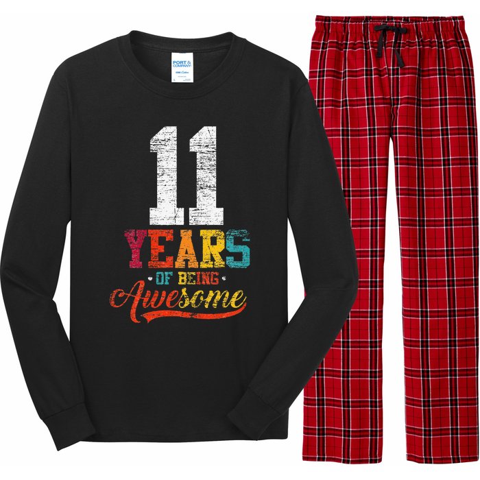 11 Years Of Being Awesome Gifts 11 Years Old 11th Birthday Long Sleeve Pajama Set