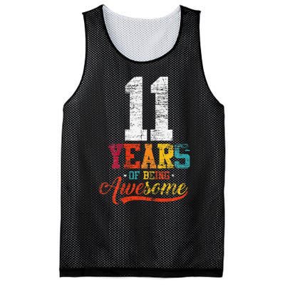 11 Years Of Being Awesome Gifts 11 Years Old 11th Birthday Mesh Reversible Basketball Jersey Tank