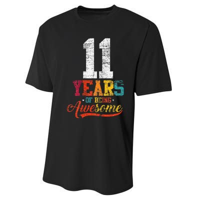 11 Years Of Being Awesome Gifts 11 Years Old 11th Birthday Performance Sprint T-Shirt