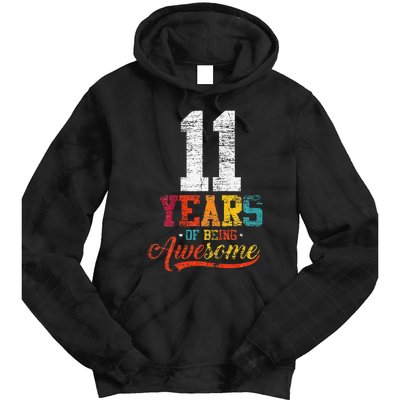 11 Years Of Being Awesome Gifts 11 Years Old 11th Birthday Tie Dye Hoodie