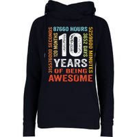 10 Years Old 10th Birthday Gift Vintage Retro 120 Months Womens Funnel Neck Pullover Hood