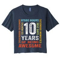 10 Years Old 10th Birthday Gift Vintage Retro 120 Months Women's Crop Top Tee