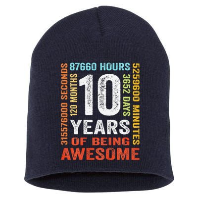 10 Years Old 10th Birthday Gift Vintage Retro 120 Months Short Acrylic Beanie