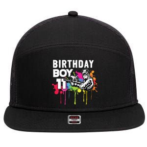 11 Years Old Paintballer Gear Gift 11th Paintball Birthday 7 Panel Mesh Trucker Snapback Hat