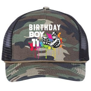 11 Years Old Paintballer Gear Gift 11th Paintball Birthday Retro Rope Trucker Hat Cap