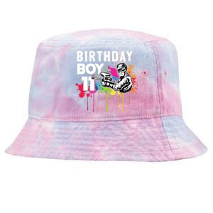 11 Years Old Paintballer Gear Gift 11th Paintball Birthday Tie-Dyed Bucket Hat