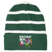 11 Years Old Paintballer Gear Gift 11th Paintball Birthday Striped Beanie with Solid Band