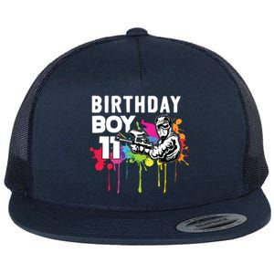 11 Years Old Paintballer Gear Gift 11th Paintball Birthday Flat Bill Trucker Hat