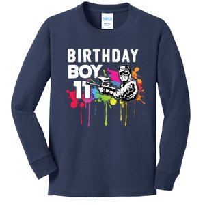 11 Years Old Paintballer Gear Gift 11th Paintball Birthday Kids Long Sleeve Shirt