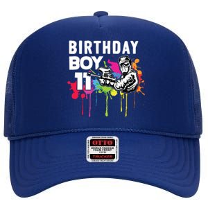 11 Years Old Paintballer Gear Gift 11th Paintball Birthday High Crown Mesh Back Trucker Hat