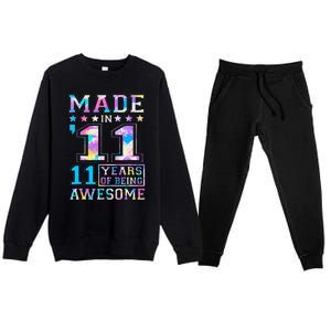 11 Year Old Gifts For 11th Birthday Gift Born In 2011 Premium Crewneck Sweatsuit Set