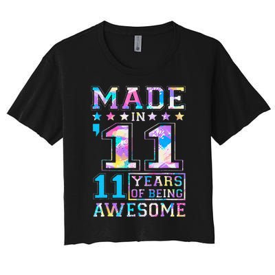 11 Year Old Gifts For 11th Birthday Gift Born In 2011 Women's Crop Top Tee