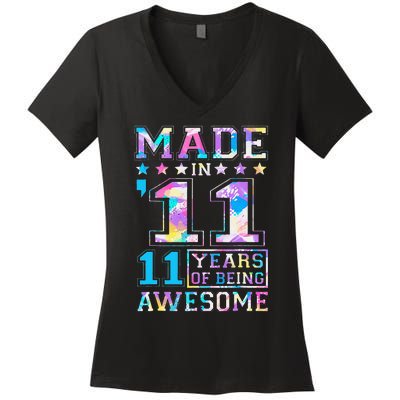 11 Year Old Gifts For 11th Birthday Gift Born In 2011 Women's V-Neck T-Shirt