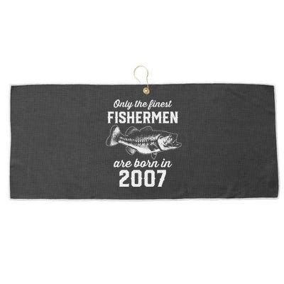 16 Year Old Fisherman Fishing 2007 16th Birthday Large Microfiber Waffle Golf Towel