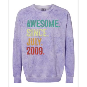 14 Year Old Awesome Since July 2009 14th Birthday Colorblast Crewneck Sweatshirt