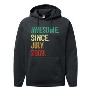 14 Year Old Awesome Since July 2009 14th Birthday Performance Fleece Hoodie