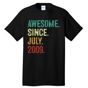 14 Year Old Awesome Since July 2009 14th Birthday Tall T-Shirt