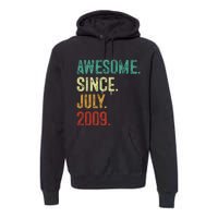 14 Year Old Awesome Since July 2009 14th Birthday Premium Hoodie