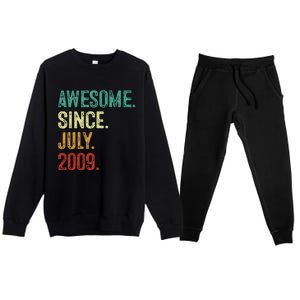 14 Year Old Awesome Since July 2009 14th Birthday Premium Crewneck Sweatsuit Set