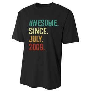 14 Year Old Awesome Since July 2009 14th Birthday Performance Sprint T-Shirt