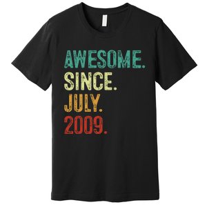 14 Year Old Awesome Since July 2009 14th Birthday Premium T-Shirt