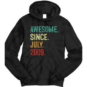 14 Year Old Awesome Since July 2009 14th Birthday Tie Dye Hoodie