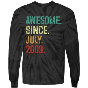 14 Year Old Awesome Since July 2009 14th Birthday Tie-Dye Long Sleeve Shirt