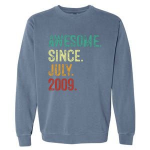 14 Year Old Awesome Since July 2009 14th Birthday Garment-Dyed Sweatshirt