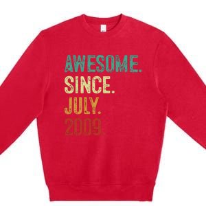 14 Year Old Awesome Since July 2009 14th Birthday Premium Crewneck Sweatshirt