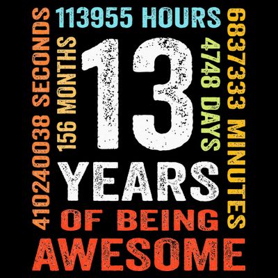 13 Years Old 13th Birthday Gift Vintage 156 Month T-Shirt