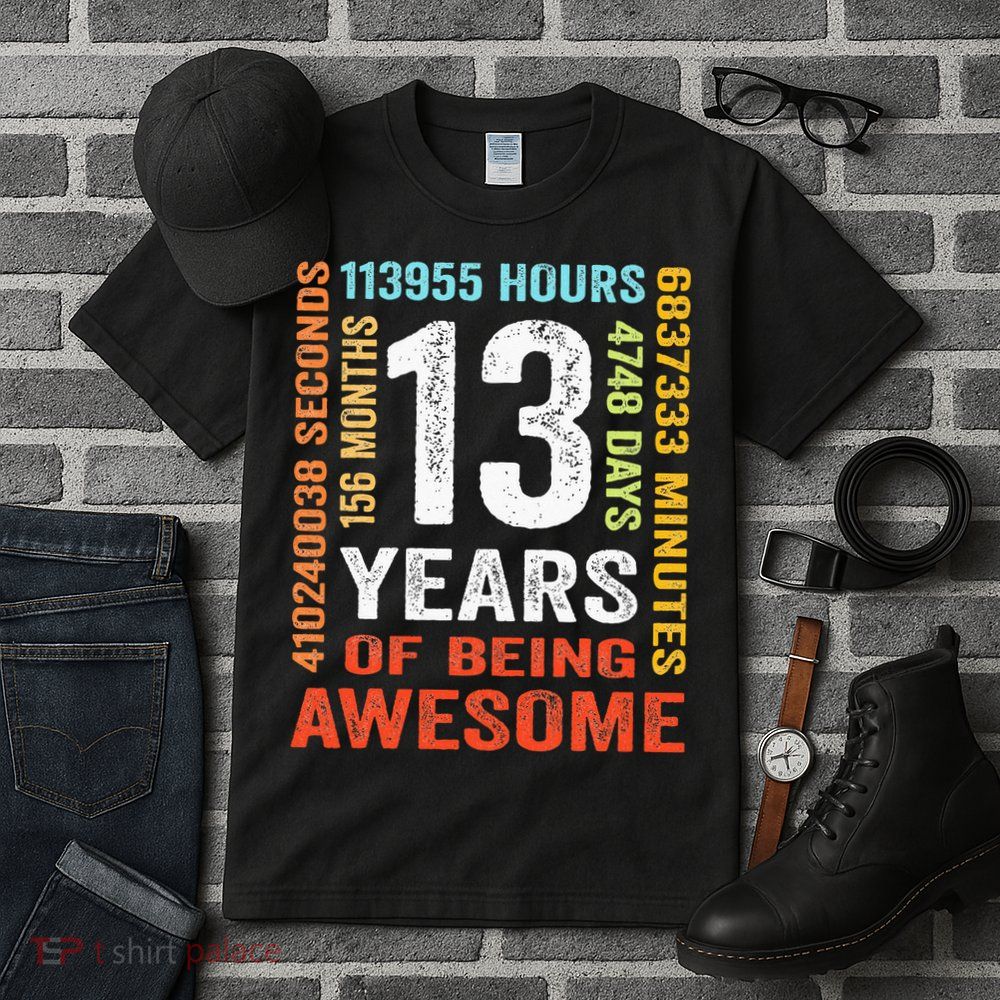 13 Years Old 13th Birthday Gift Vintage 156 Month Tall T-Shirt