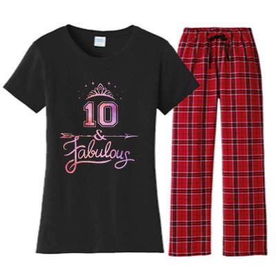 10 Years Old And Fabulous Girl 10th Birthday Women's Flannel Pajama Set