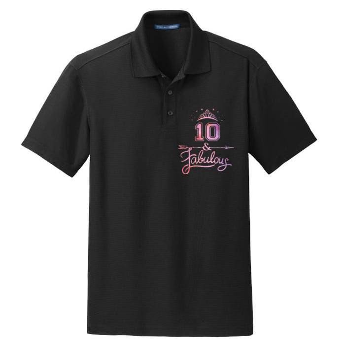 10 Years Old And Fabulous Girl 10th Birthday Dry Zone Grid Polo