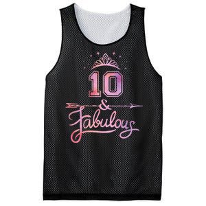 10 Years Old And Fabulous Girl 10th Birthday Mesh Reversible Basketball Jersey Tank