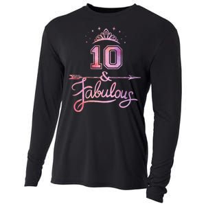 10 Years Old And Fabulous Girl 10th Birthday Cooling Performance Long Sleeve Crew