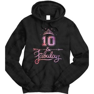 10 Years Old And Fabulous Girl 10th Birthday Tie Dye Hoodie