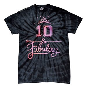 10 Years Old And Fabulous Girl 10th Birthday Tie-Dye T-Shirt