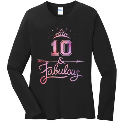 10 Years Old And Fabulous Girl 10th Birthday Ladies Long Sleeve Shirt