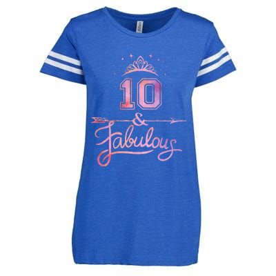 10 Years Old And Fabulous Girl 10th Birthday Enza Ladies Jersey Football T-Shirt