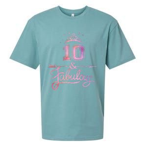 10 Years Old And Fabulous Girl 10th Birthday Sueded Cloud Jersey T-Shirt