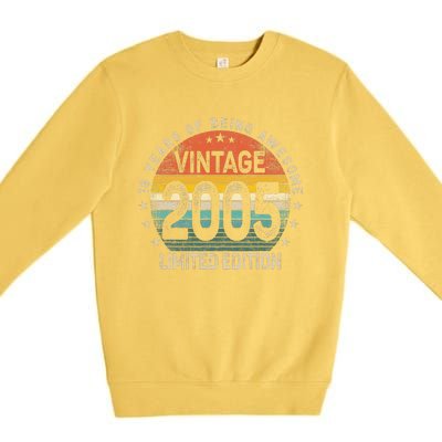 18 Years Old 2005 Vintage 18th Birthday Women Premium Crewneck Sweatshirt