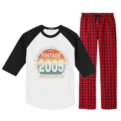 18 Years Old 2005 Vintage 18th Birthday Women Raglan Sleeve Pajama Set